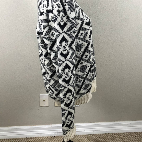𝅺vintage Puritan Sweater Cream Gray Print Shetland Wool Blend Knit Size Large - Picture 9 of 11